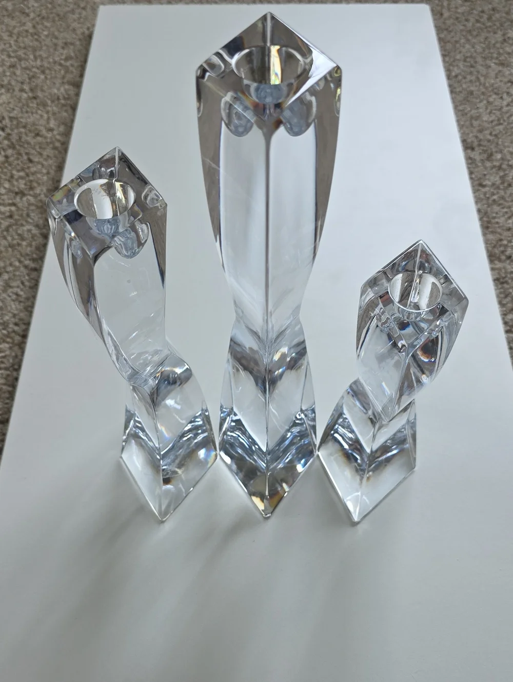 Vintage Mikasa Serpentine Crystal Candleholders Set Of 3
